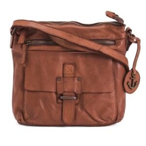 Harbour 2nd Leather Crossbody Bag Brown Distressed Anchor‎ Flap Purse